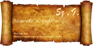 Szarvák Iván névjegykártya