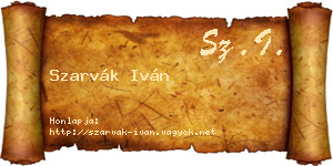 Szarvák Iván névjegykártya